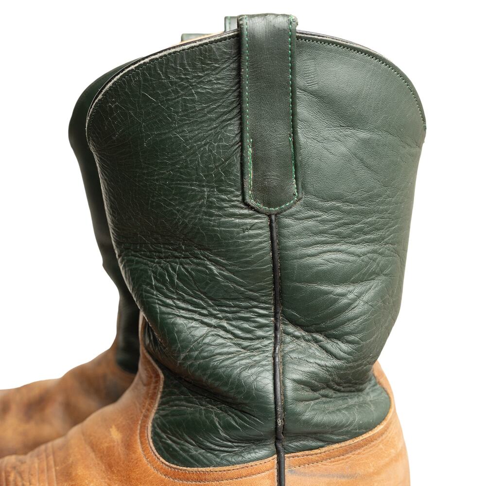 Vintage Anderson Bean Boot Co Evergreen &Tan Yellow Brown Western Utility Boots - Picture 10 of 12